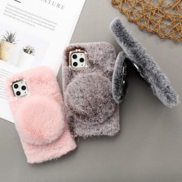 Show details for Winter Luxury Adorable Fluffy Plush Faux Rabbit Fur Protective Mobile Phone Case for iphone 13 Pro Max with Detachable Mirror Picture of Winter Luxury Adorable Fluffy Plush Faux Rabbit Fur Protective Mobile Phone Case for iphone 13 Pro Max with Detachable Mirror