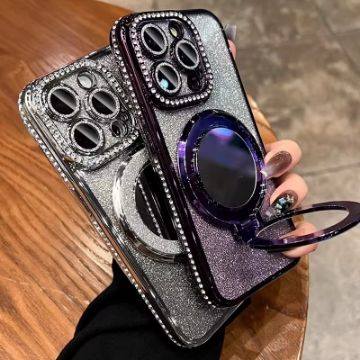 Show details for Hot Selling for iPhone 16 Pro Max Holder Water Edge Diamond Protective case Picture of Hot Selling for iPhone 16 Pro Max Holder Water Edge Diamond Protective case